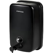 interhasa! Commerical Soap Dispenser Wall Mount Hand Soap Dispenser Stainless Steel Liquid Dispenser For Kitchen and Bathroom Black 500 ml