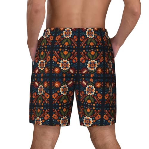Bañador de playa casual para hombre con flores geométricas 3