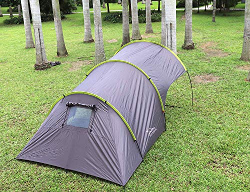 Motorcycle Camping Tent for Backpacking Bike Freestanding Tunnel Tent with Vestibule Double Layer Waterproof Portable 4 Person 3 Season Durable Brown - Thumbnail 5