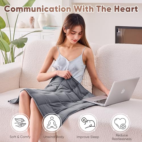 Image of Weighted Lap Blanket for Adults 5lbs, 29 inchx33 inch Cooling Heavy Throw Blanket, Portable Travel Weighted Blankets, Soft Small Blankets Gift for Sleeping, Grey