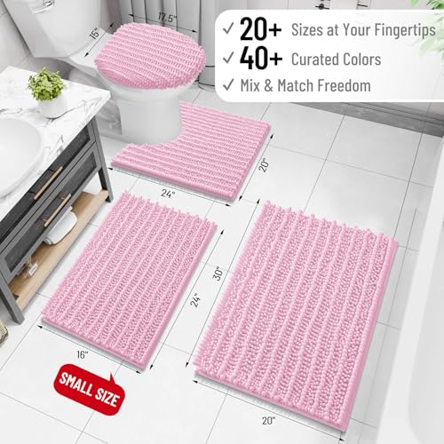 Image of Arotive Luxury Bathroom Rugs 30x20, Extra Soft Thick Absorbent Shaggy Chenille Bath Rugs, Machine Wash Dry, Bath Mats for Bathroom Floor, Tub and Shower, Home Decor Accessories, Pink