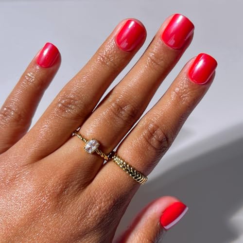 Glamnetic Press On Nails - Extra Short Fake Nails | Glazed Red Press On Nails Salon Quality Kit with Glue | Red Legacy - 30 Nail Set in 12 Sizes