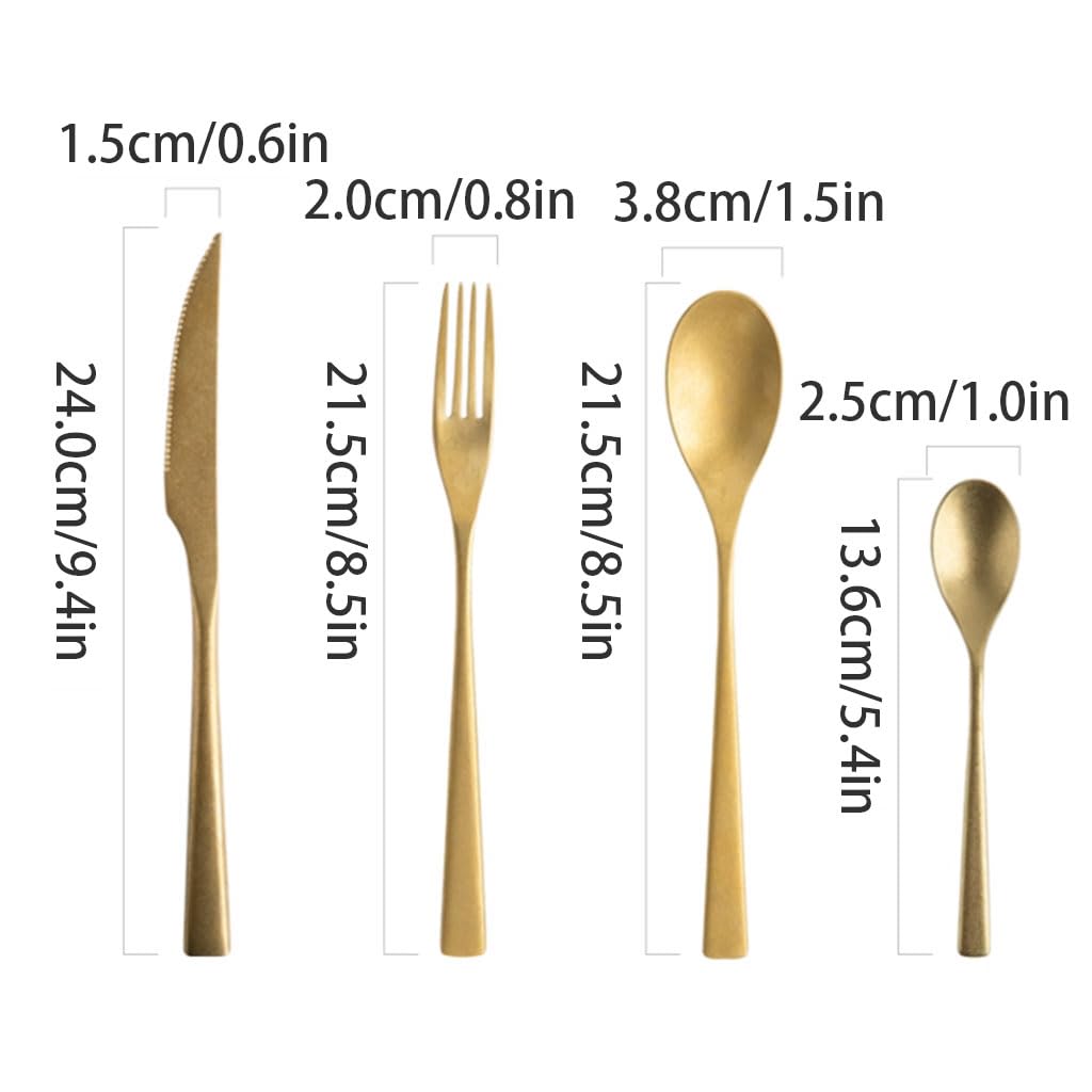 Exquis Ensemble de Couteaux Occidentaux, fourchettes et cuillères, Couverts à Steak, cuillère à Dessert, Ensemble d'argenterie, Couteaux en Acier Inoxydable, fourchettes, Couverts Pratique