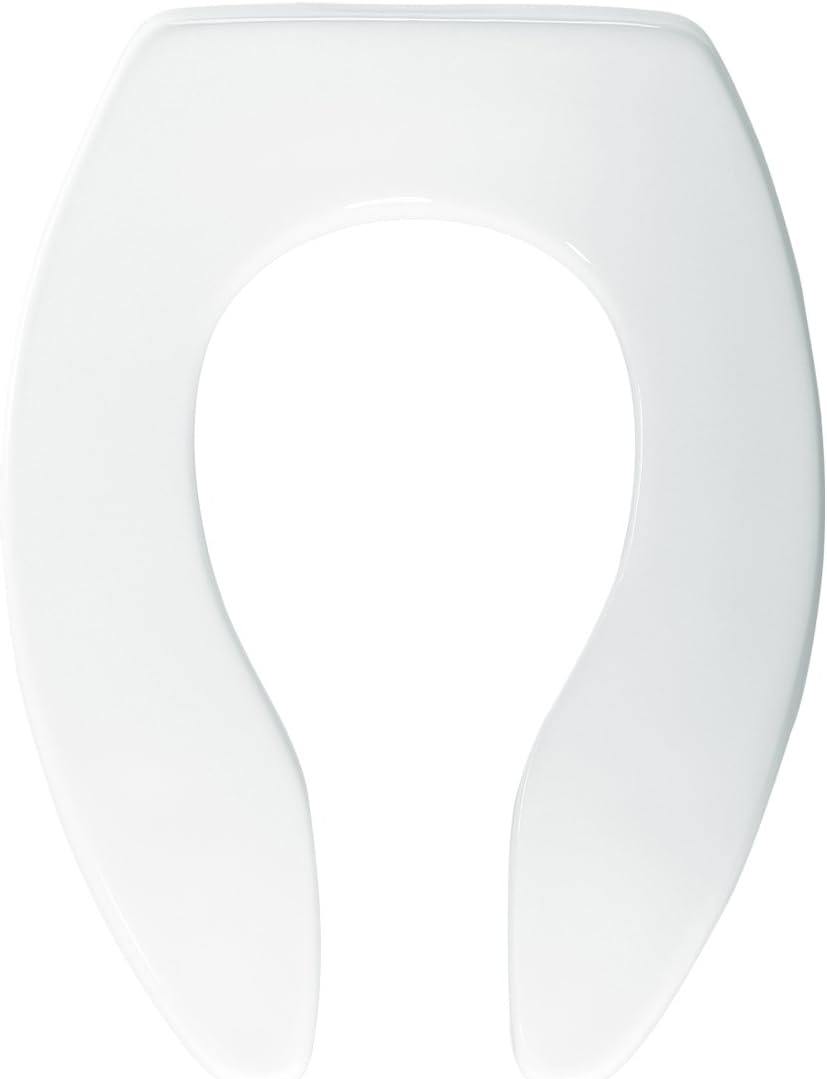 BEMIS 1655SSCT Commercial Open Front Plastic Toilet Seat, Heavy Duty Industrial No Slam Seat without Lid for Long Lasting Use, Made in USA, Elongated, White
