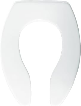 BEMIS 1655SSCT Commercial Open Front Plastic Toilet Seat, Heavy Duty Industrial No Slam Seat without Lid for Long Lasting Use, Made in USA, Elongated, White