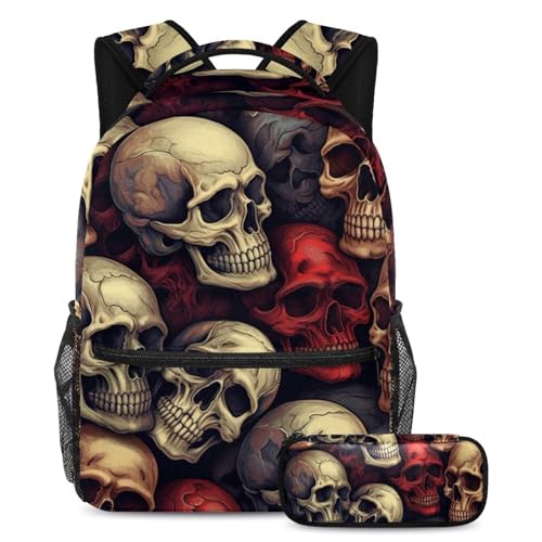Sac à dos tête de mort large pour les cours et les voyages