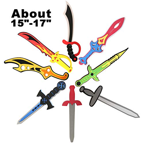OUFOTAT Foam Swords and Shields Playset Medieval Combat Ninja Warrior Weapons Costume Role Play Accessories for Kids (10 Piece)