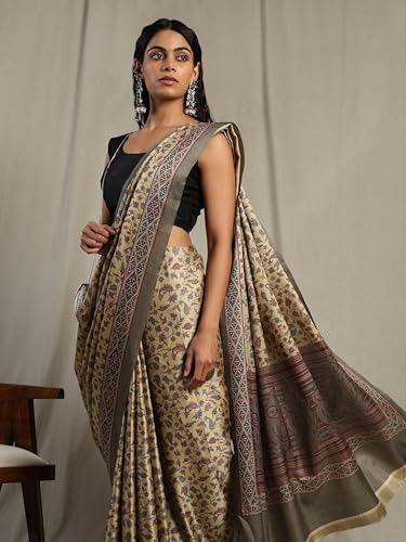 Image of Garden Vareli Pashmina Saree With Unstitched Blouse Piece