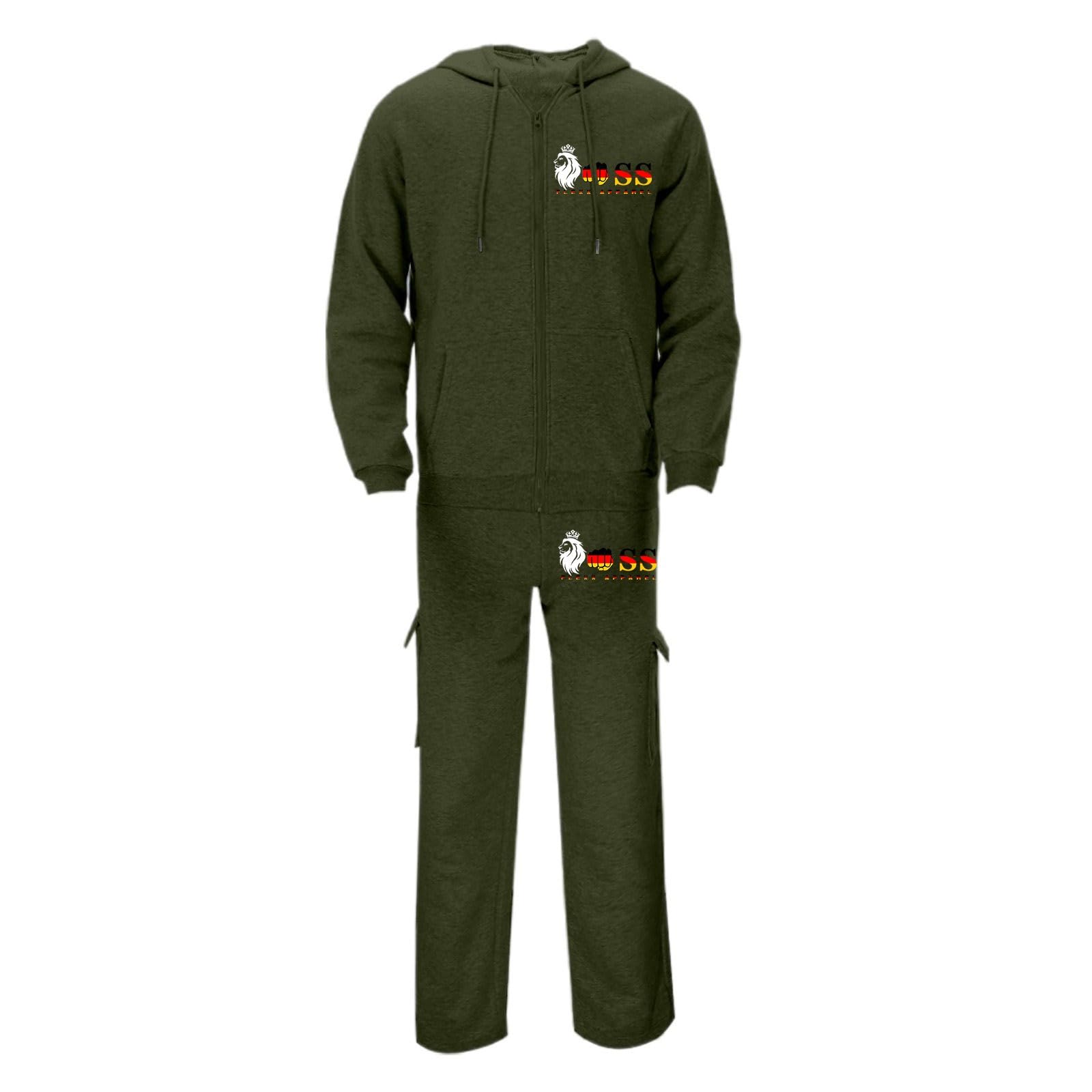 Europäischer und Buchstabendruck mit Kapuze, Reißverschluss, Strickjacke, Tasche, Hose, locker, zweiteilig, für Herren