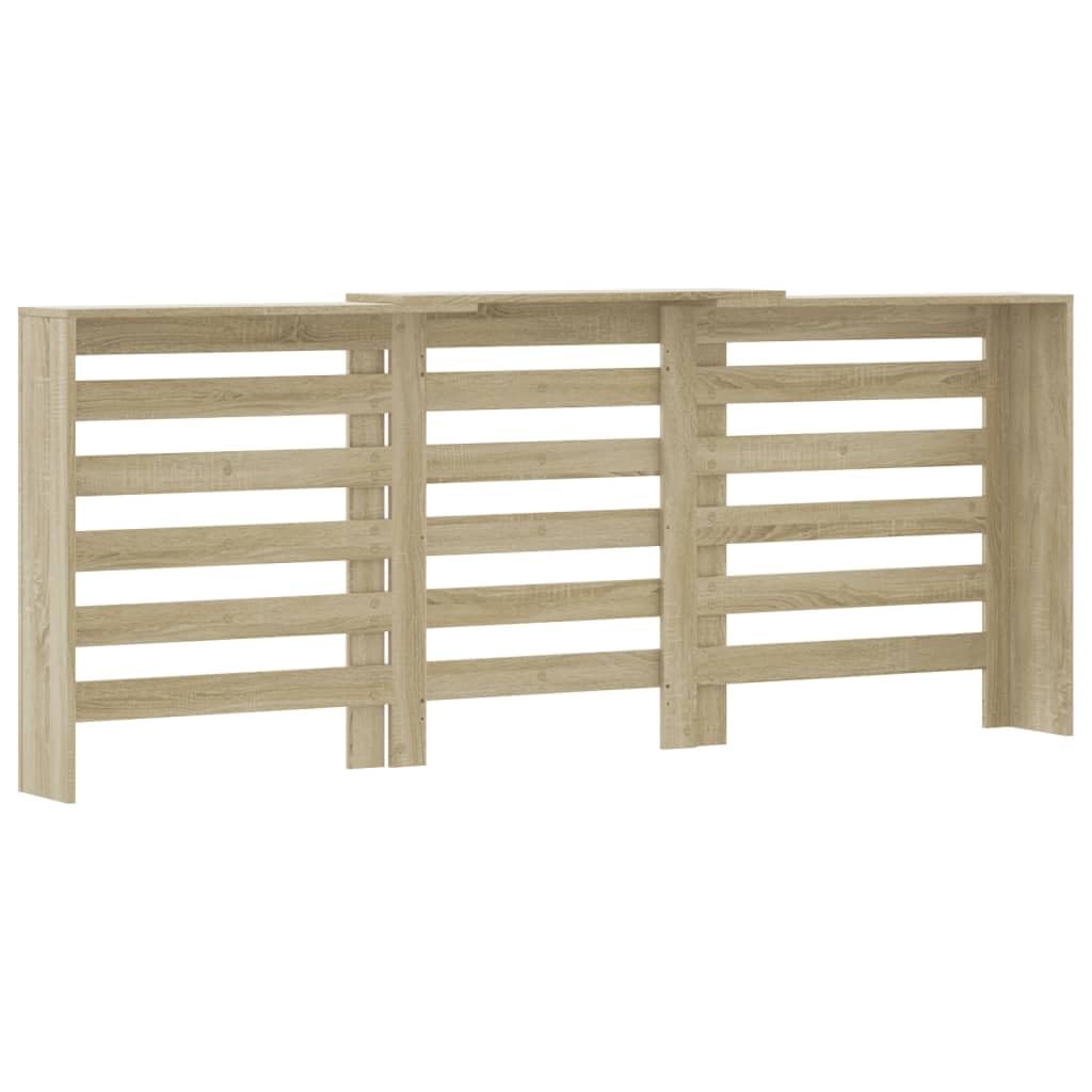 Revestimiento para radiador de roble Sonoma, 205 x 21,5 x 83,5 cm, con estante, moderno diseño de láminas, material de madera duradera para salón, baño o sótano, fácil montaje, soporte de