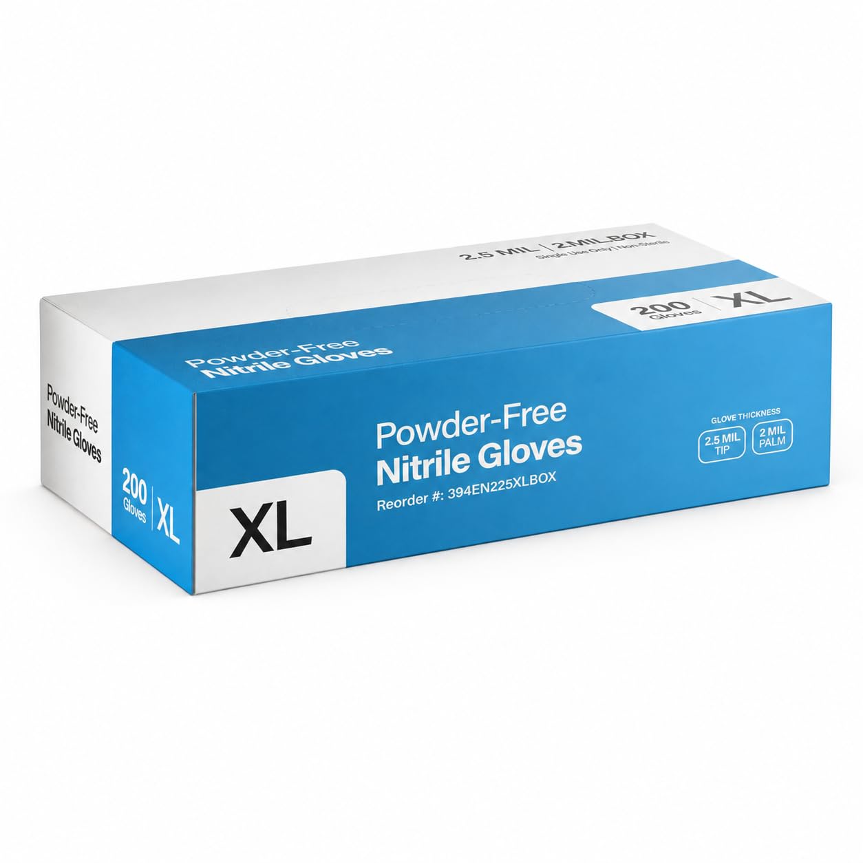 Black Nitrile Disposable Gloves 2.5 Mil XL 200/Box by Glownary – Large, Vinyl, Blue, Pack of 1000, Model 394en225xlbox