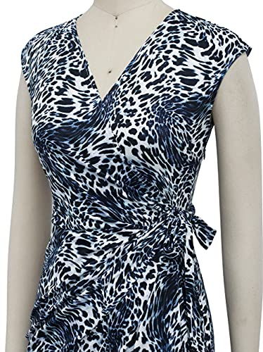 Image of Berydress Women's Vintage V-Neck Sheath Casual Party Work Faux Black Wrap Dress