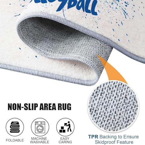 Tapis de sol lavable en machine antidérapant bleu et blanc 80x150 cm - 6