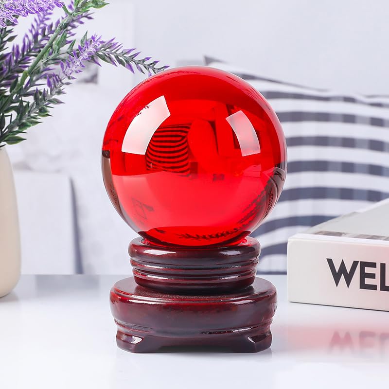 Boule de cristal Feng Shui rouge 40mm objet décoration presse-papier