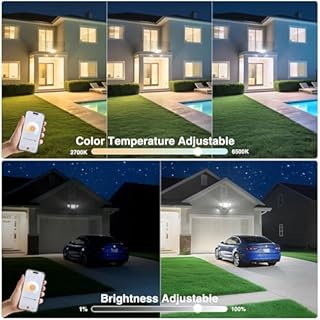 Onforu 65W Smart LED Flood Lights Outdoor, 6500LM Brightness Adjustable, APP Control Tunable 2700K-6500K, WiFi Alexa Security Lights with Timer & 4 Lighting Head, Exterior Floodlight for Yard Garage