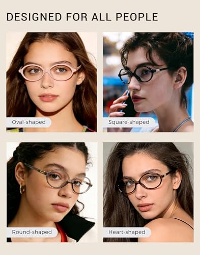 Image of Slocyclub Oval Blue Light Blocking Glasses for Women with Eyeglass Case | Filters harmful blue light, reduces eye strain, Vintage oval frame, Lightweight for daily wear