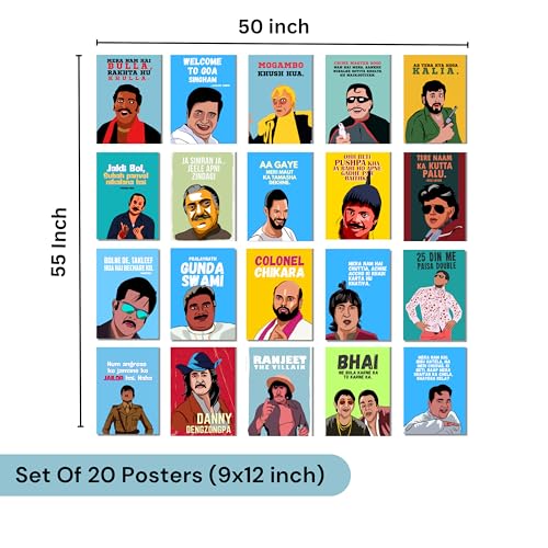 Image of Good Hope Bollywood Posters Set Movie Quotes & Memorable Lines, Perfect for Home Decor Movie Lovers and Fans, wall decoration home bedroom living room Gift Hostel Boys Girls. (Villain Set)