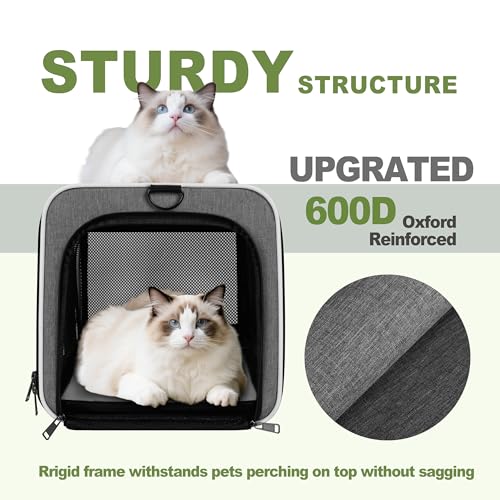 Cat Carrier 18x11x11 Top Load Soft Pet Travel Bag Over 15 lbs, Collapsible Small Dog Puppy Crate 10 Pounds, Small Animal Rabbit Kennel Carrying Case, Kitten Mesh Cage Medium Cat Under 25 Grey - Image 5
