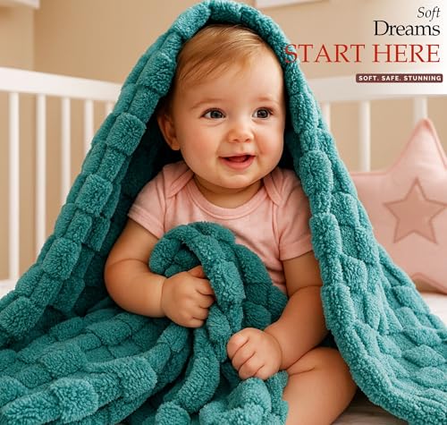 Image of VAS COLLECTIONS Coral Flannel Baby Blanket | Ultra Soft & Fluffy AC Blanket | 300 GSM, 800 g Lightweight All-Season Wrapping Sheet for Newborns (Beige, 130x105 cm, 3-24 Months) (Coral Aqua)