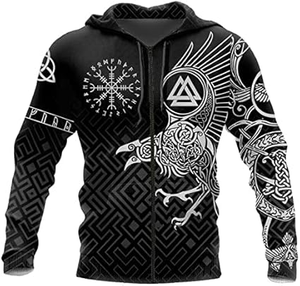 Valhalla - Felpa Con Cappuccio Con Cappuccio Vichinga - Foto 8