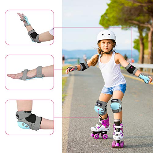 SKL Knee Pads for Kids, Elbow and Knee Pads Kids 6-13, Toddler 3 in 1 Protective Gear Set with Wrist Guards, Adjustable Strap for Skating Scooter Bike Riding Skateboard Cycling Rollerblading - Thumbnail 2