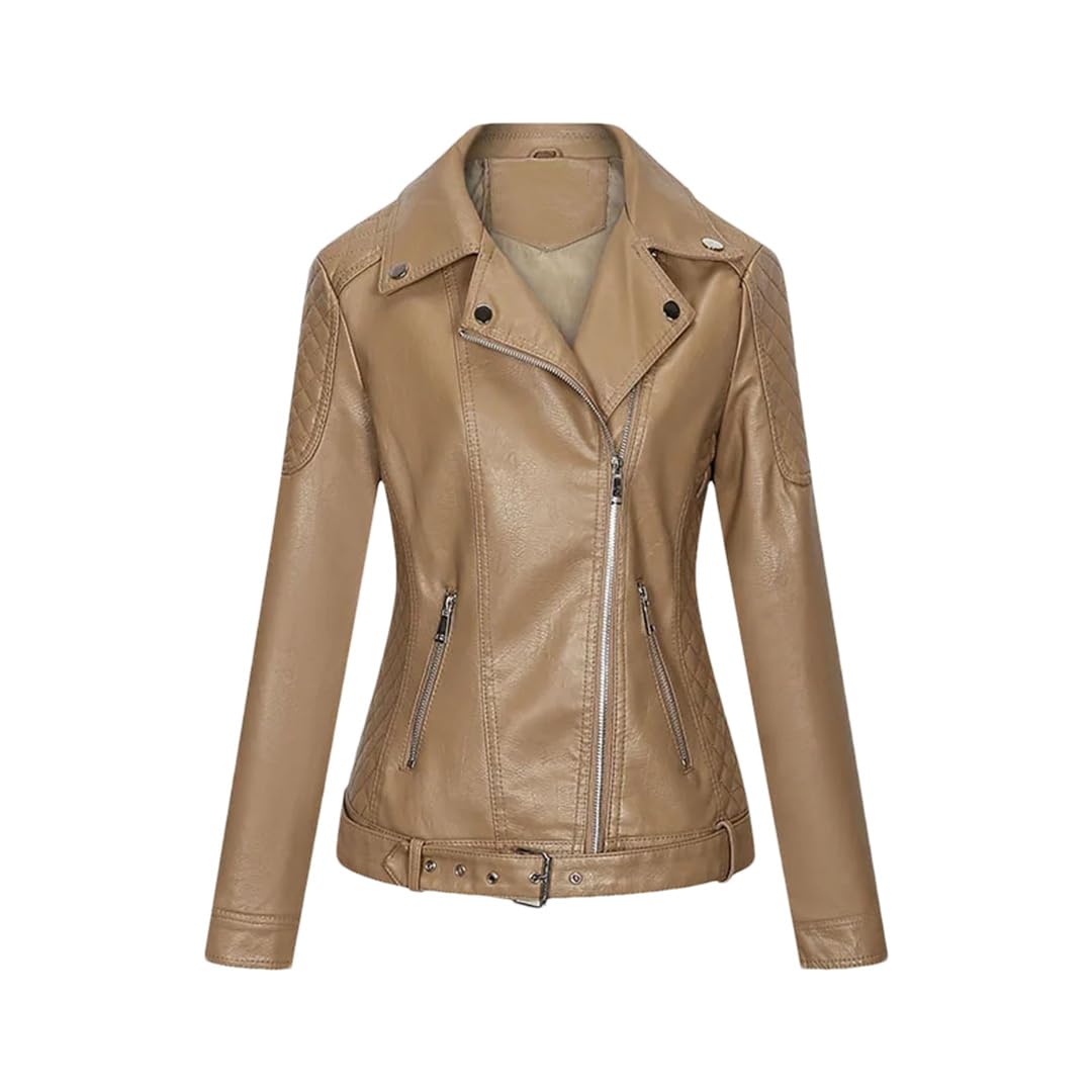 Cappotto da donna con cerniera in ecopelle primavera autunno giacca da motociclista