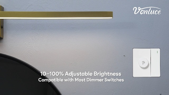 Image of VONLUCE 24 inch Modern LED Bathroom Vanity Light, Brushed Gold | 3CCT, Flicker-free, 360 Rotatable Head & Swing Arm, IP44 waterproof Bathroom Light Fixture Over Mirror for Bathroom, Picture