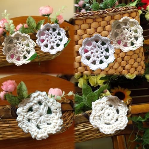 Mini doilies de ganchillo hechos a mano en algodón blanco para detalles de costura premium 7