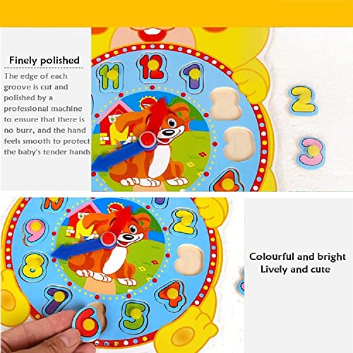 Image of PLUSPOINT Wooden Rainbow Clock Puzzle Toy for Kids Learning Time Numbers Colors Early Education Montessori Educational Toy Gift for Kids