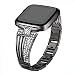 bayite Metal Bands Compatible with Fitbit Versa Watch, Bling Bracelets with Rhinestones Woman Girls, Black