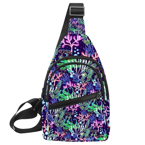 Sac de poitrine corail pour homme | Petit sac à bandoulière croisé multicolore léger et compact