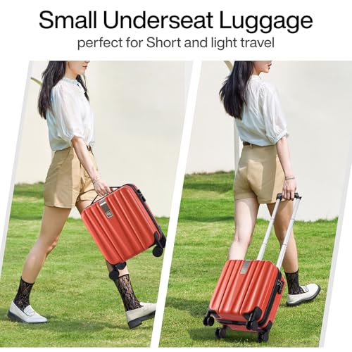 Image of Hanke 14 Inch Underseat Carry On Luggage with Wheels Hard Shell Suitcases Lightweight Small Luggage for Weekender Mini Suitcase Carry On Bag Travel Luggage for Travel Rolling Suitcase.(Orange)