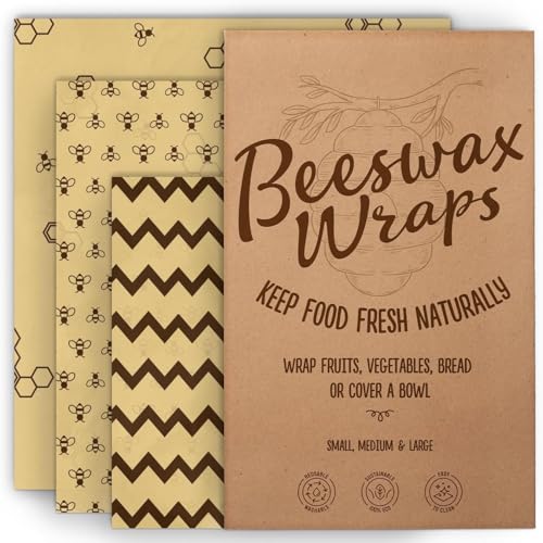 Bee’s Wrap Reusable, Eco Friendly Beeswax Food Wraps, Organic Cot...