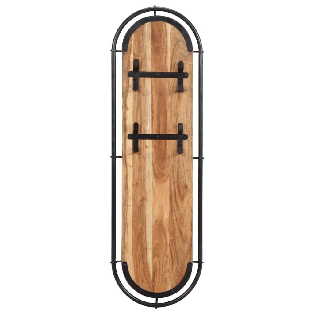 Appendiabiti da parete in legno di acacia massiccio con 4 ganci in ferro, set da 2 pezzi, per corridoio e ingresso, salvaspazio, appendiabiti, giacche e borse, 34 x 110 cm