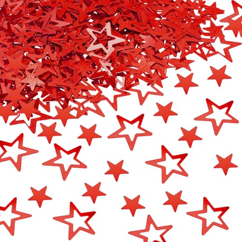 Image of ONLYKXY 500Pcs Star Table Confetti Decor Glitter Confetti Table Confetti Star Decoration for Birthday Wedding Foil Theme Christmas Thanks Giving Party Valentine's Day Scatter Bless Confetti (Red)