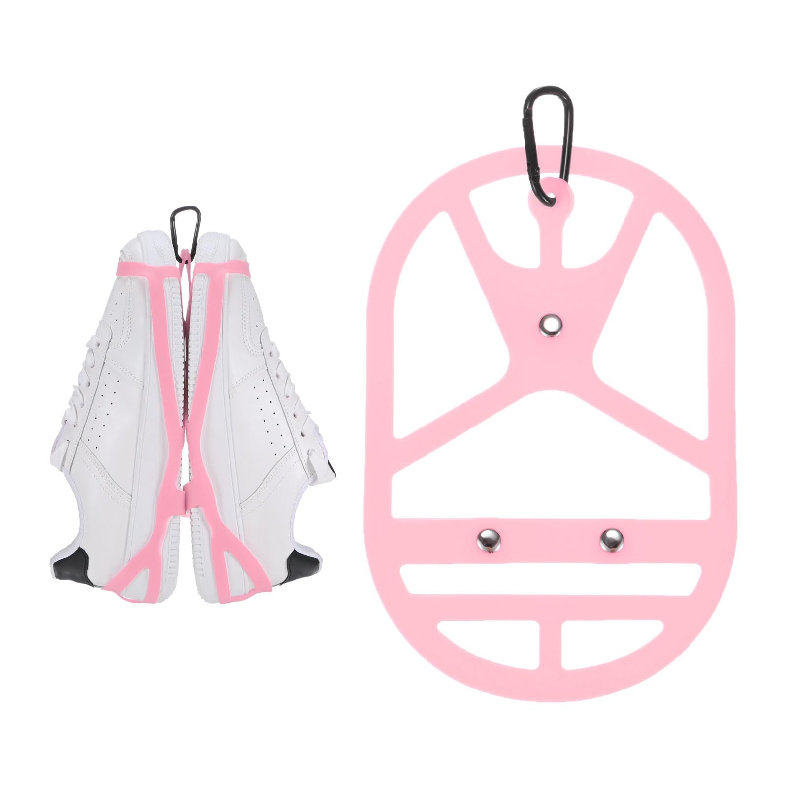 TIXIPEM Shoe Holster for Backpack [1SET] - Elastic Silicone Footwear Holder with Clip Use for Travel & Outdoors & Sports - [Pink-L] Hang Extra Shoes Cleats Boots