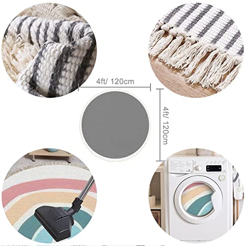 Tapete Boho Redondo 120 cm Colorido con Flecos miniatura 2