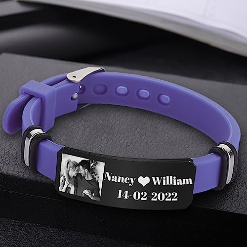 ASSETBAG Medical Alert Bracelet for Men Custom Silicone Bracelets Engraved Emergency Medical ID Bracelets Name Logo Text Personalized Gift for Women Boy Girl - Thumbnail 6