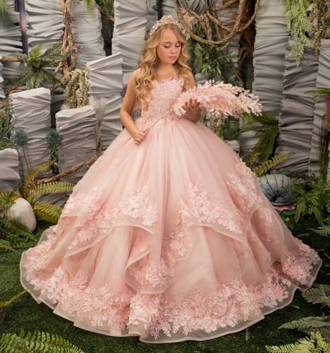 Lace Applique Flower Girl Dress for Wedding Tulle Pageant Dresses Puffy Party Dress A Line Ball Gowns2