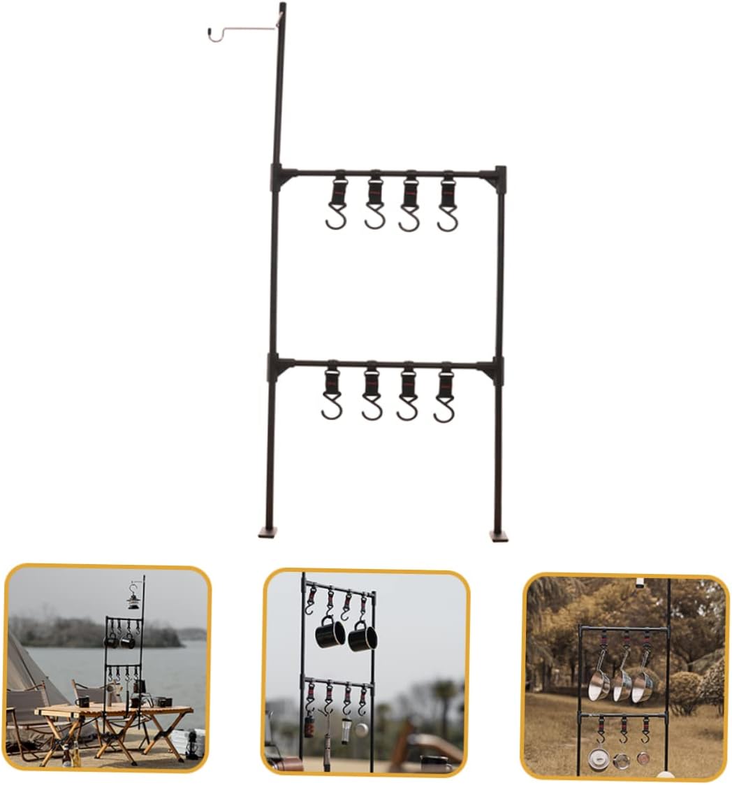 Outdoor Camping Light Stand Table Board Aluminum Alloy Folding Storage Rack Multifunctional Desktop Hanger for Picnic and Camping Accessories
