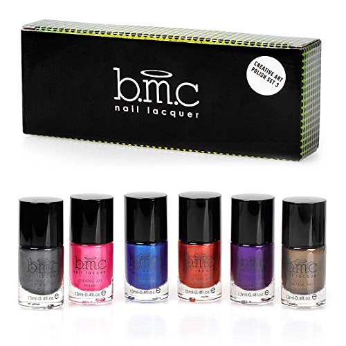 BMC 6pc Metallic Color Nail Stamping Lacquers - Creative Art Polish Collection, Set 3