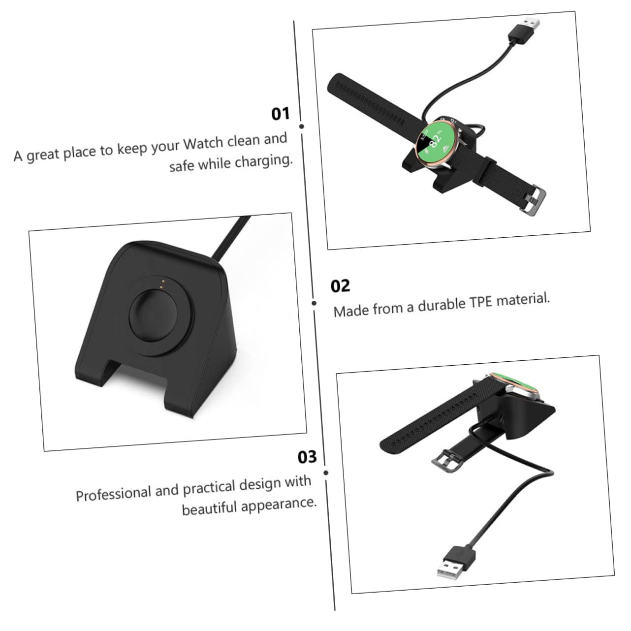 UKCOCO 3pcs Charger Smartwatch Charing Cable Watch Charging Cradle Charging Stand Charging Adapter Charging Replacement USB Charging Device Plastic The Gene Intelligent