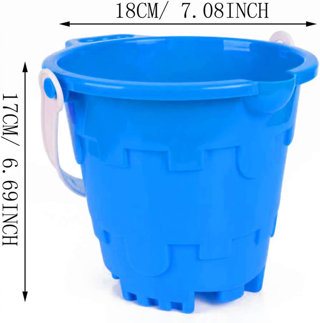 Umnodobn Jumbo Beach Sand Toy Castle Buckets for Kids Adults, Beach Gear Accessories 7" Large Sand Pails Gardening Bath Toy Environmentally ABS Thick Plastic Complete Gift Set Bundle -Green Blue Red