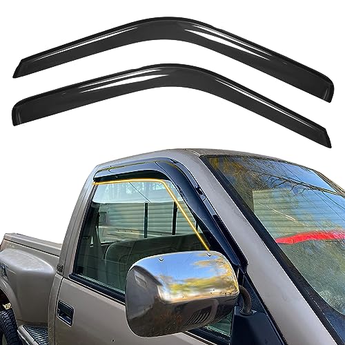 Tape On Window Visor Deflectors Compatible with 1988-1998 Chevy C & K Reg Cab Pickup Acrylic Slim Style Smoke Tinted Window Rain Guards Sun Wind Side Vent Visor Set 2 Piece