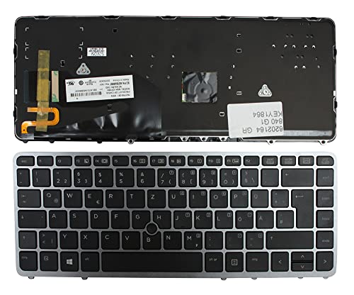 Clavier HP Elitebook 850 G1 rétroéclairé avec pointeur aiguille et cadre argent pour PC portable