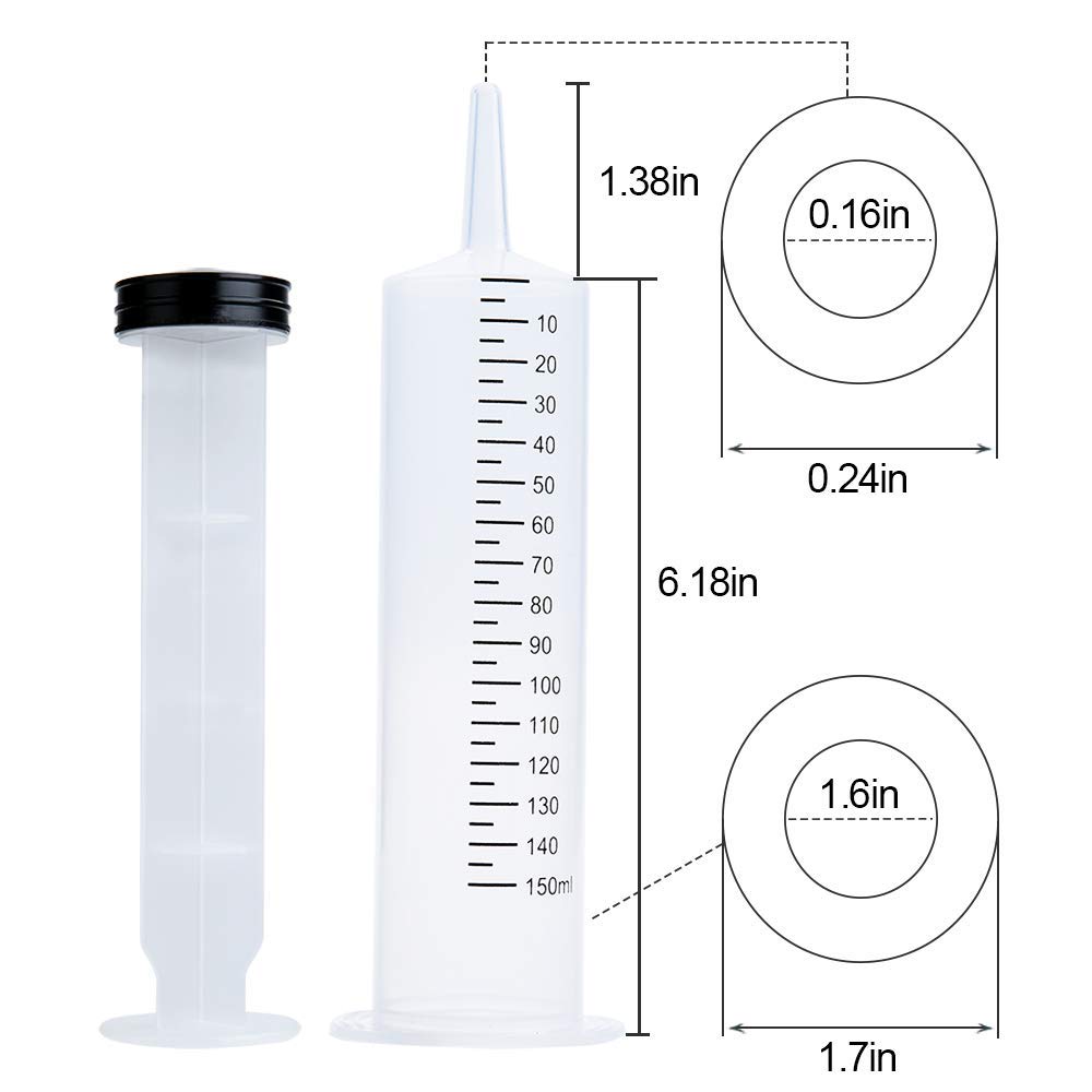 12 Pack 150ml Syringes, Large Plastic Garden Syringe for Scientific Labs, Watering, Refilling