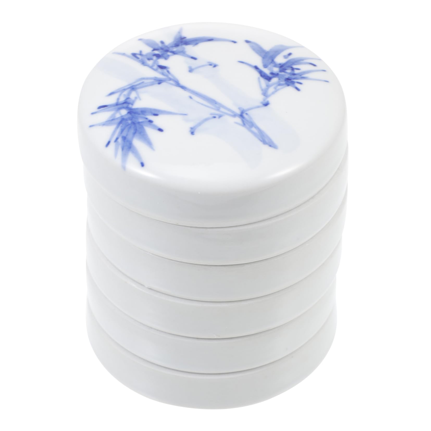 NUOBESTY Palette de Peinture en Céramique Blanche, Plateau de Mélange de Couleurs Empilable 5 Couches avec Couvercle, pour Aquarelle et Décoration