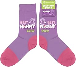 Best Nanny Ever Socks - Size 4-8 Womens Novelty Socks - Perfect Mother's Day Gifts - Stocking Filler Presents For Nan Birthday Gift From Grandaughter Or Grandson, Nanny Present
