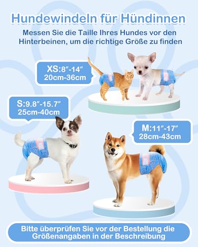 Pet Soft Hundewindeln für Hündinnen, 24 Stück, Katzenwindeln, Welpenwindeln, super saugfähig, Denim-Jeans-Stil