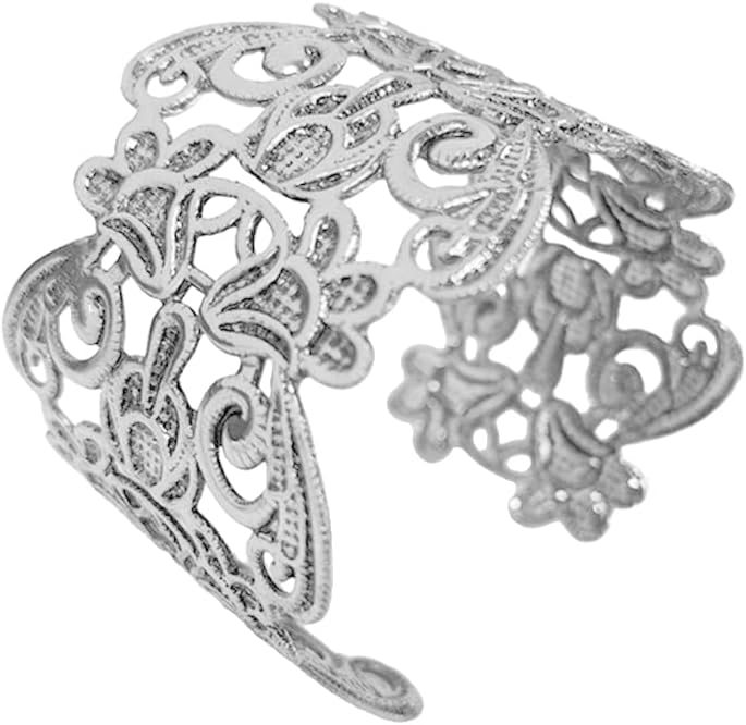 OIDIMS Vintage Hollow Flowers Cuff Bracelet for Women Trendy Wide Cuff Bracelets Open Wristbands Bangle Gold-Tone Plated Chunky Upper Arm Armband Boho Fashion Statement Holiday Jewelry for Mom Wife